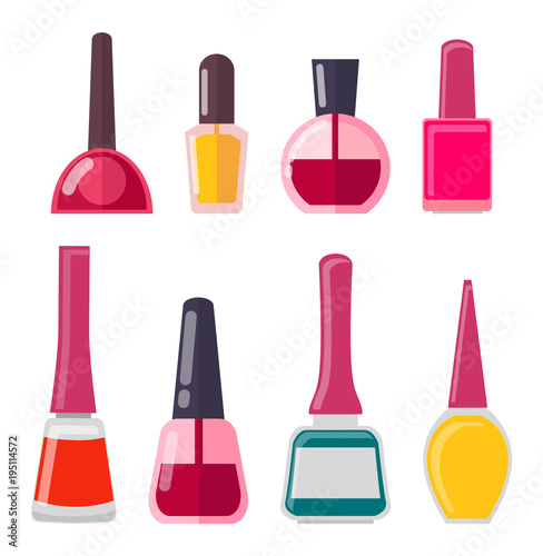 Set of Different Nail Polish Vector Illustration