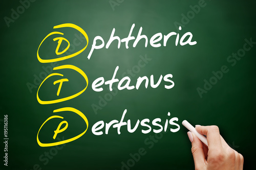 DTP - Diphtheria Tetanus Pertussis acronym, concept on blackboard photo