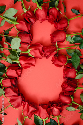 red roses on a red background
