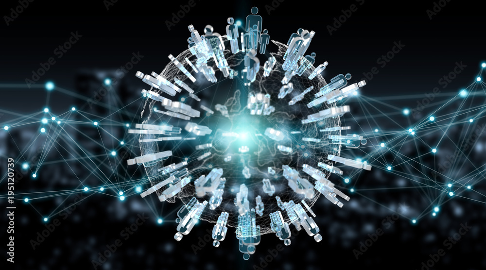 Fototapeta premium Social media digital interface background 3D rendering