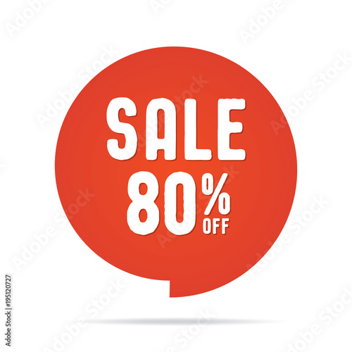 Vol.5 Sale sign set red 80 percent heading design for banner or poster. Sale and Discounts Concept. Vector illustration.