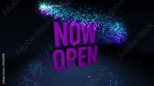 Magic shinning particle circle trail and 3D banner text NEW OPEN