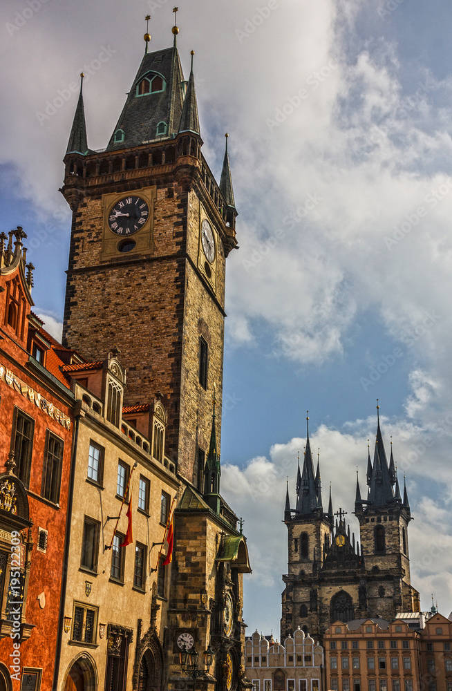 Prague clock tower, old town square, Czech Republic.