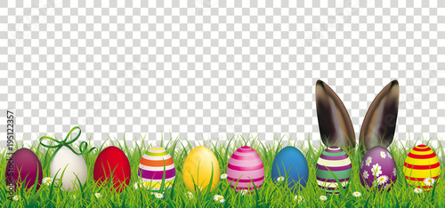 Easter Eggs Bunny Ears Grass Transparent Header