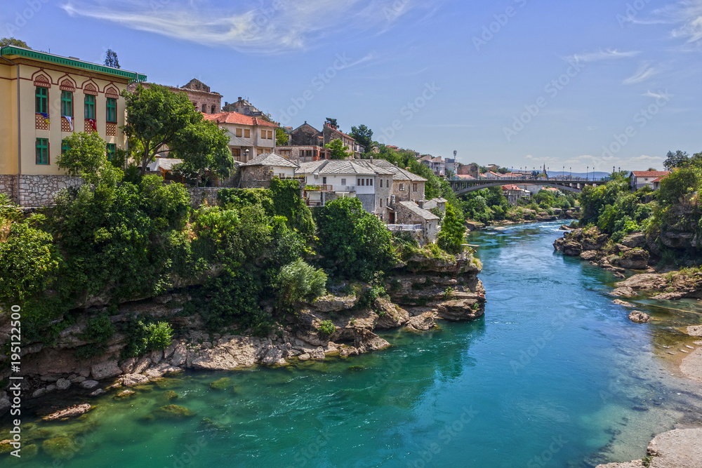 Bosnia and Herzegovina. Mostar river view on old town