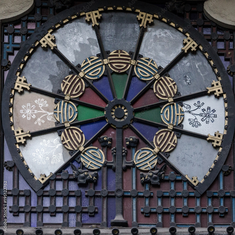 Obraz premium Barcelona, Rambla historical building wall decoration.