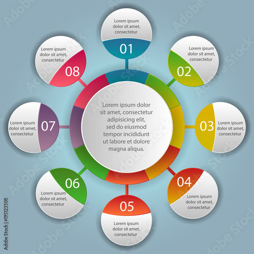 Infographic design vector and marketing icons can be used for workflow layout, diagram, annual report, web design. Business concept with 8 options, steps or processes.