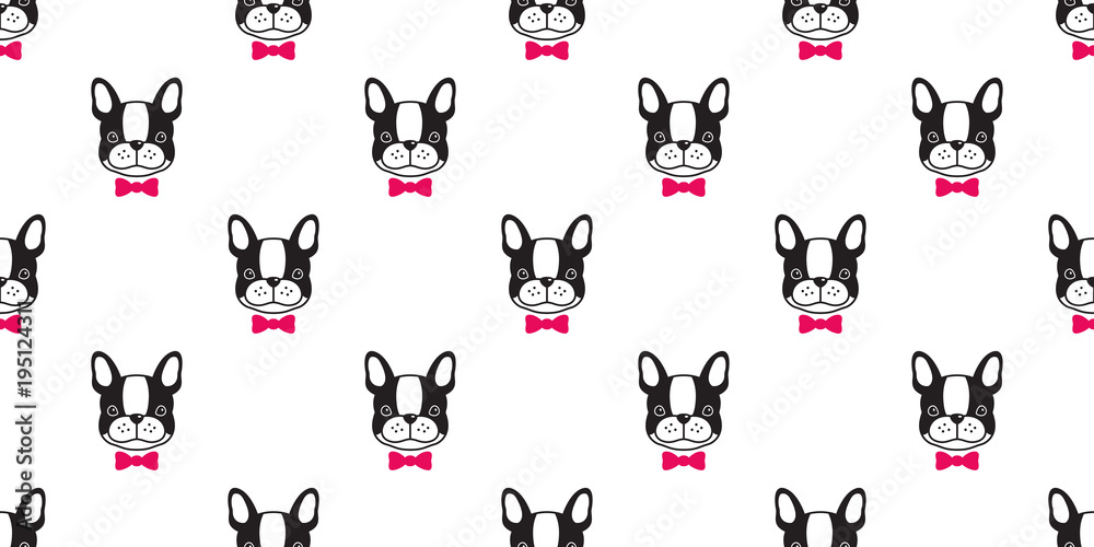 dog seamless vector french bulldog pattern bow tie isolated wallpaper background doodle cartoon