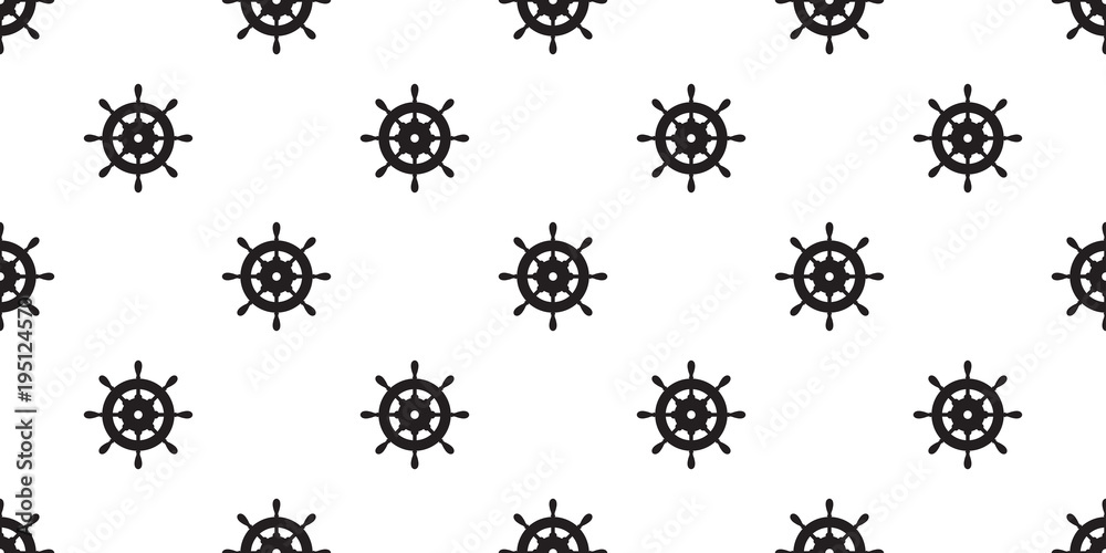 helm Seamless Pattern Anchor vector isolated maritime Nautical boat ocean sea wallpaper background white