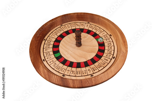 A Craft Made Wooden Roulette Wheel with Marble Ball.