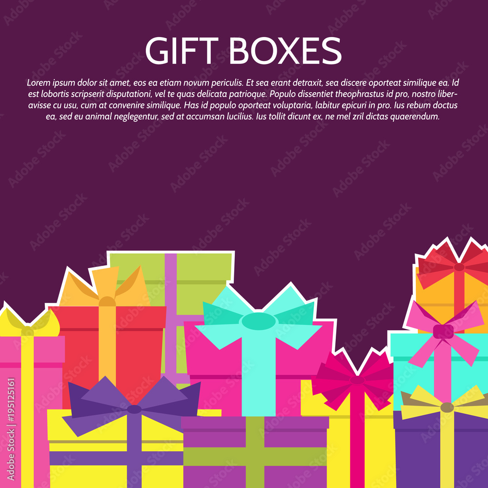 Background with a colorful gift boxes. Vector illustration.
