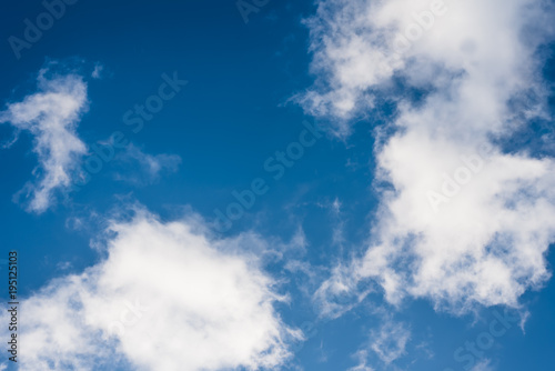 Beautiful blue sky with sparse clouds