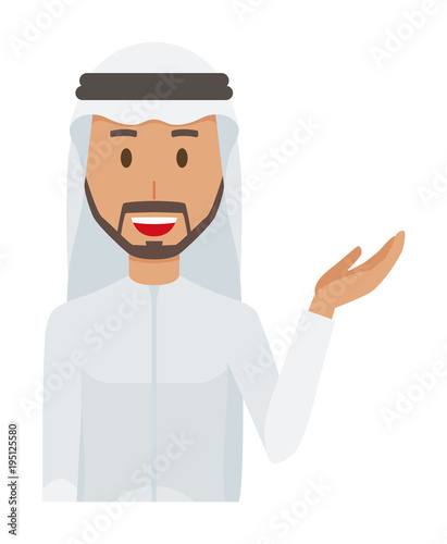 An arab man wearing ethnic costumes is informed