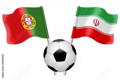 Flags. Football. Group B. Portugal – Iran 
