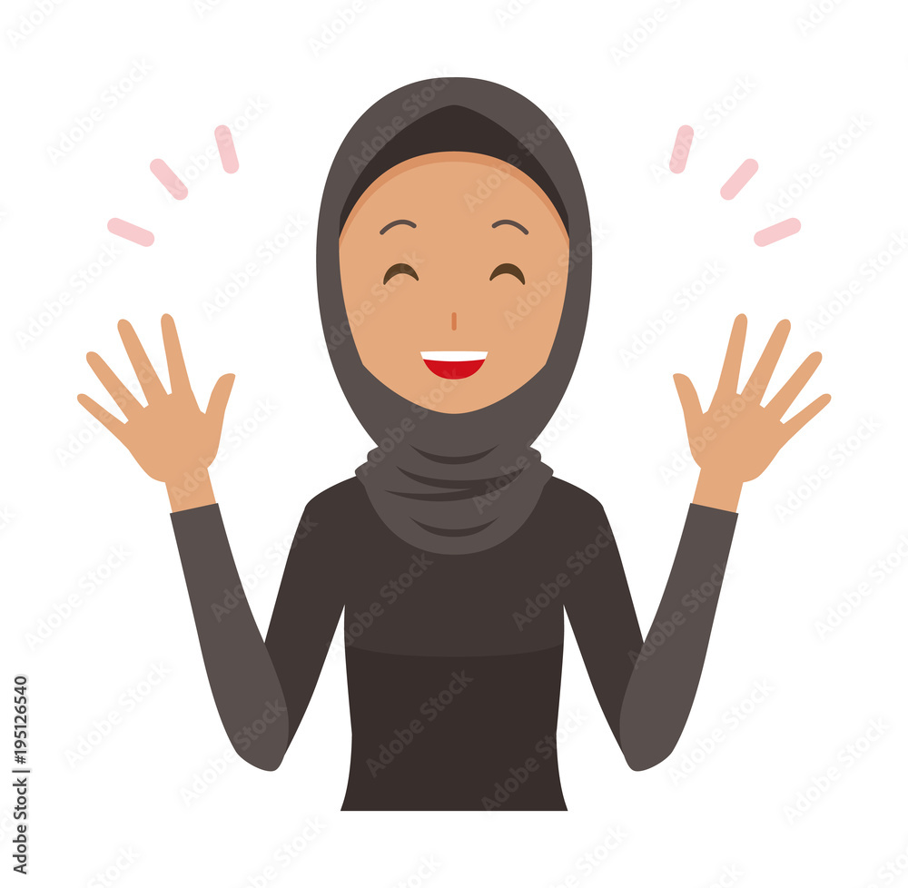 An arab woman wearing ethnic costumes is spreading her hands An arab woman wearing ethnic costumes is spreading her hands
