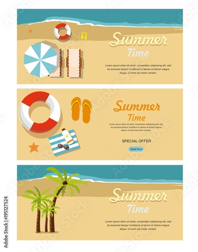 Set Summer Time Web banners Vacation and Tourism	 photo