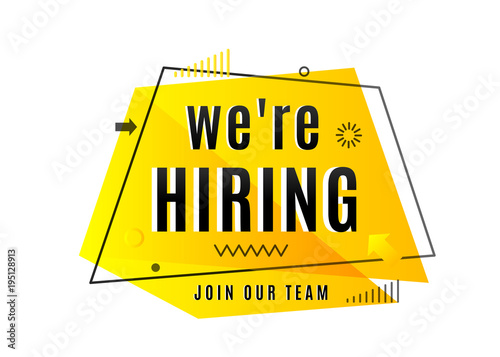 We are hiring concept. Job vacancy advertisement geometric banner