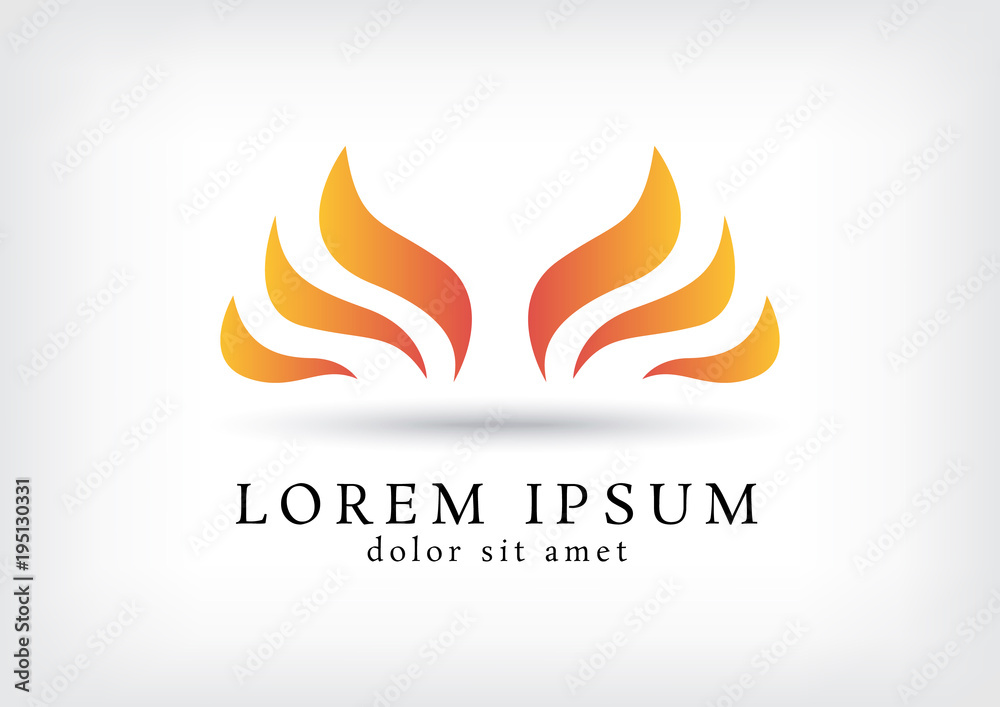 fire wings vector logo design template, bird icon, feather sign, twirl symbol, vector illustration fire wings vector logo design template, bird icon, feather sign, twirl symbol, vector illustration