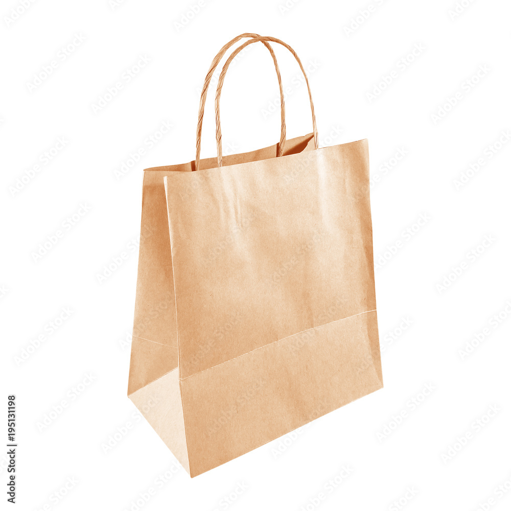 brown paper shopping bag isolated on white background brown paper shopping bag isolated on white background