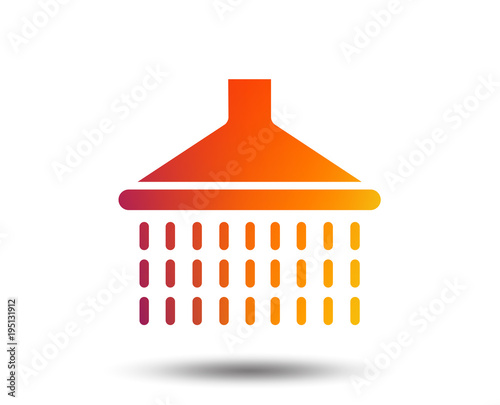 Shower sign icon. Douche with water drops symbol. Blurred gradient design element. Vivid graphic flat icon. Vector