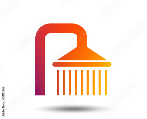 Shower sign icon. Douche with water drops symbol. Blurred gradient design element. Vivid graphic flat icon. Vector
