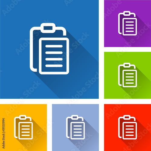 clipboard icons with long shadow