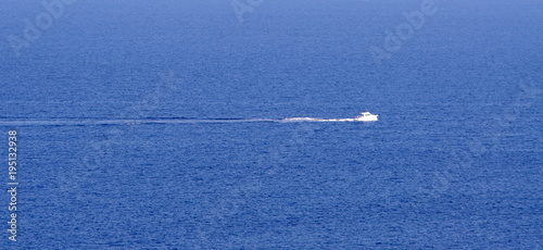 lonely boat on the sea. aerial view