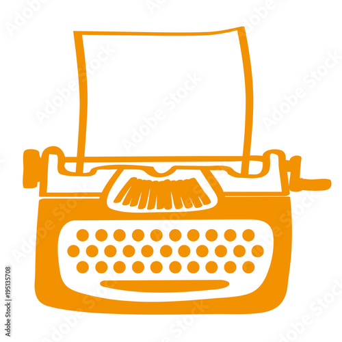 Handgezeichnete Schreibmaschine in orange