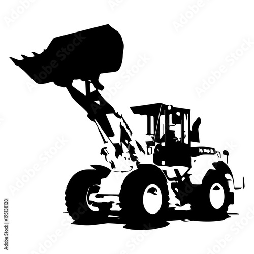Front loader black color on white background icon illustration