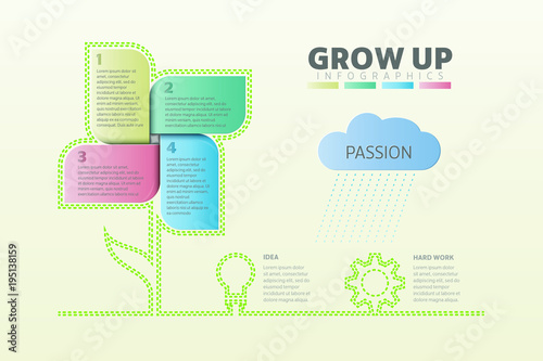 Infographic design vector and marketing icons can be used for personal growth, workflow layout, annual report, webdesign. Business concept 4 steps, options or processes.