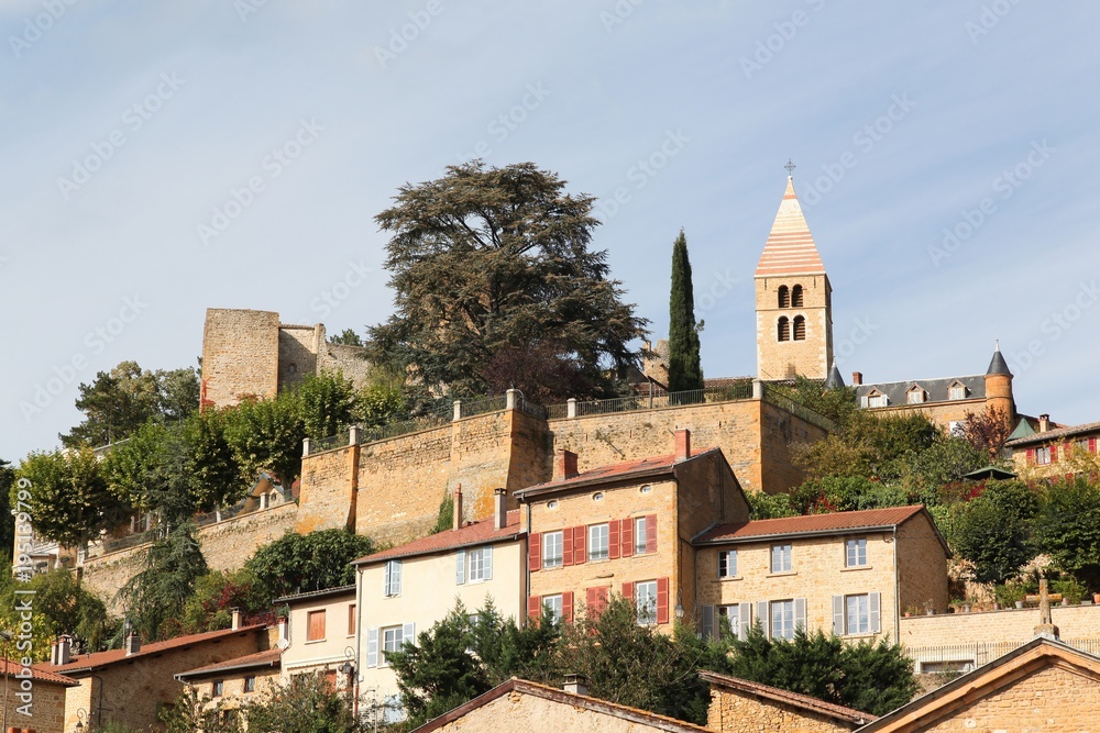 View of the village Chatillon d'Azergues in Beaujolais, France View of the village Chatillon d'Azergues in Beaujolais, France