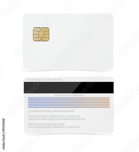 White  bank card  blank.  Vector Mock up  for your design.