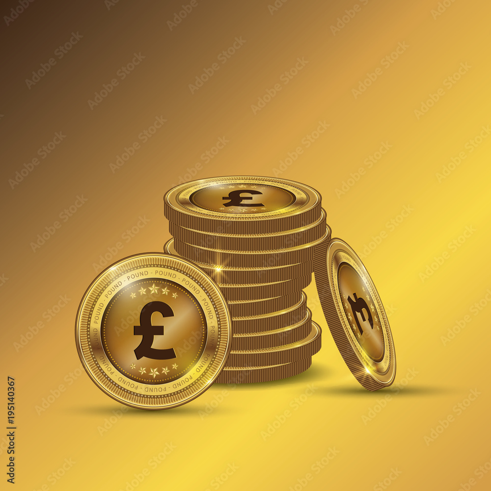 British Pound Gold coin Stack. Financial growth concept with golden coin Pound. British Pound Gold coin Stack. Financial growth concept with golden coin Pound.