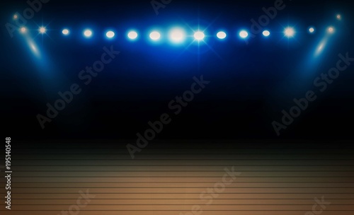 Basketball arena field with bright stadium lights vector design. Vector illumination