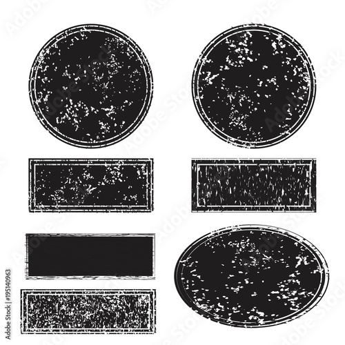 Collection of old grunge post stamp set. Vector illustration of label batch set. 