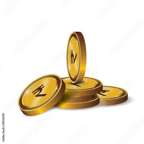 Rupee Gold coin Stack. Financial growth concept with golden coin Rupee.