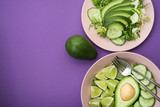 Salad with avocado, fresh lime and green cucumber