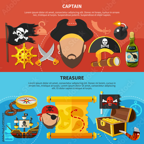 Pirate Captain Cartoon Banners