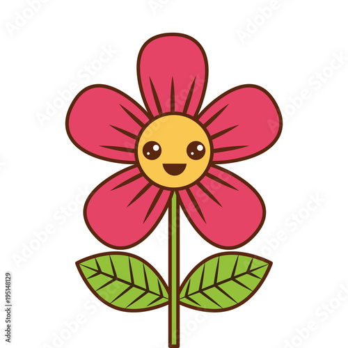 beautiful flower happy kawaii cartoon