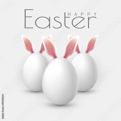 Happy Easter. Vector realistic Easter eggs, isolated on a gray background