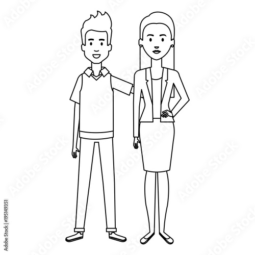 couple lovers avatars characters vector illustration design