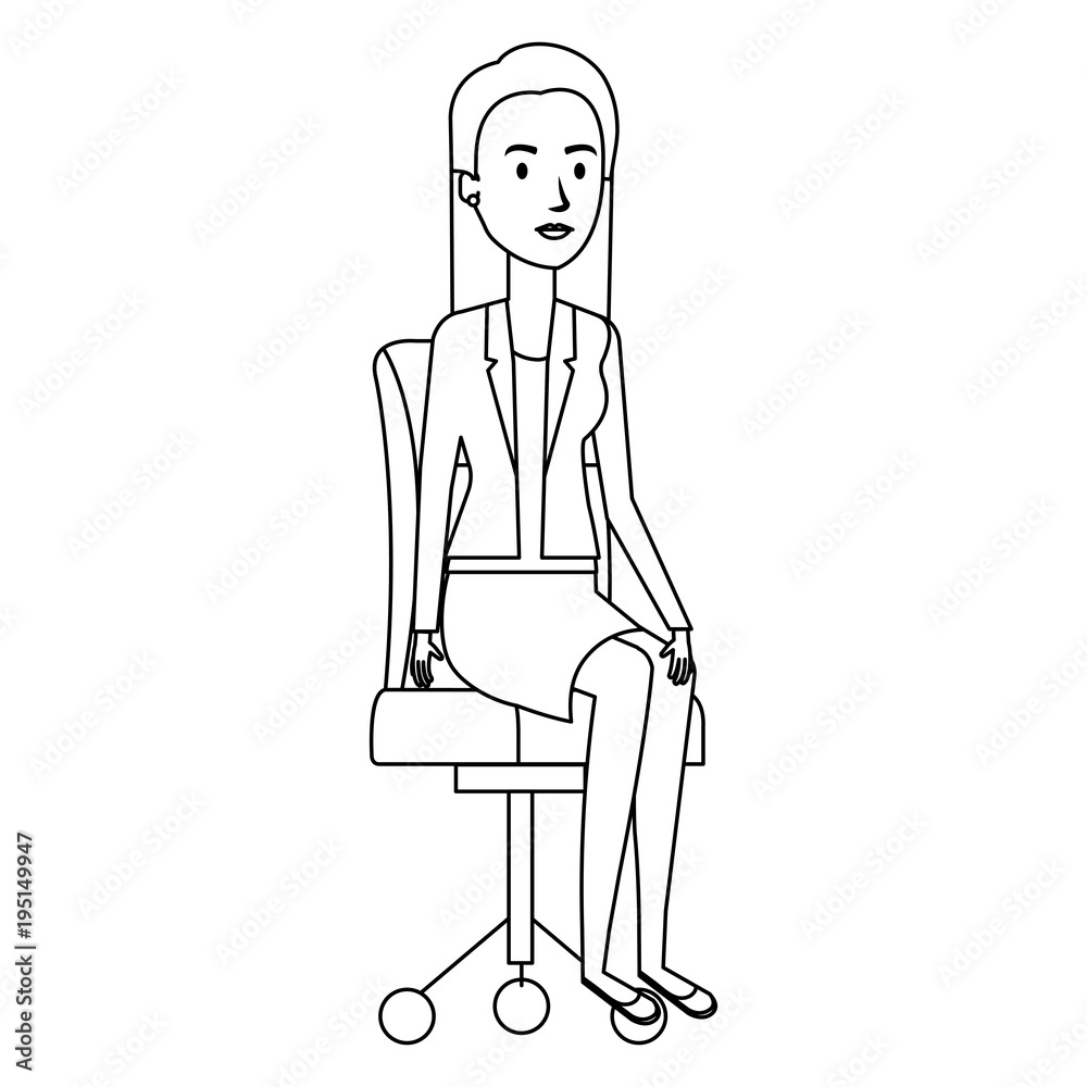 businesswoman posing on office chair vector illustration design