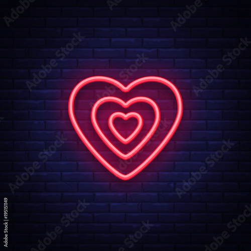 Heart is a neon sign. Neon icon, light symbol, web banner for your projects. Vector illustration