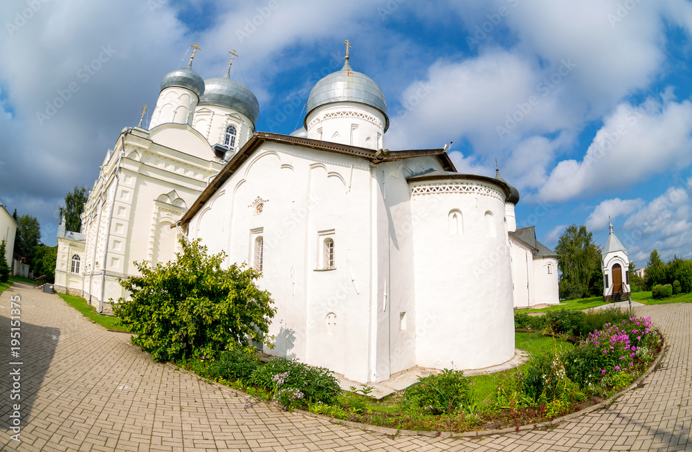 Zverin Pokrovsky Monastery in Veliky Novgorod, Russia. Russian orthodox church