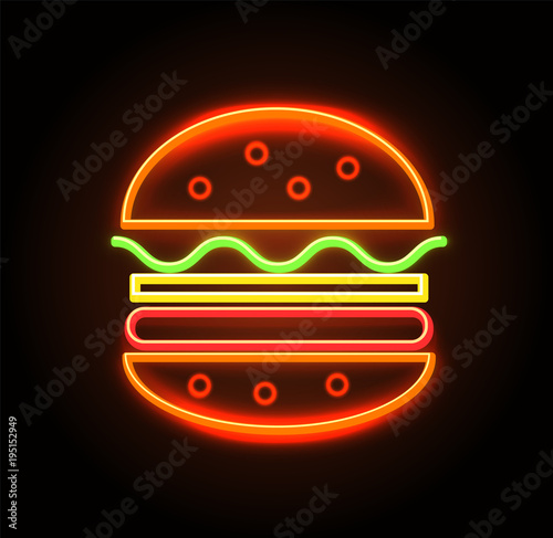 Cheeseburger Neon Sign Poster Vector Illustration