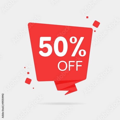 Special offer sale red tag 50 off isolated vector illustration