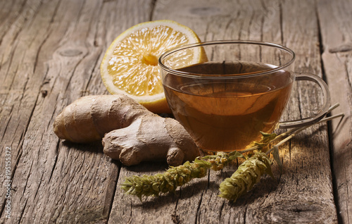 Ginger, lemon and greek mountain  tea photo