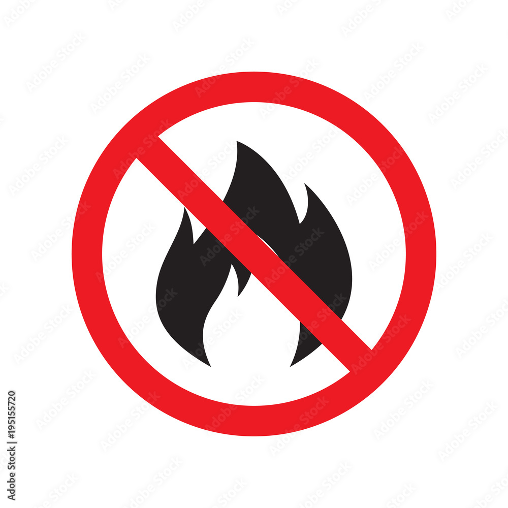 No fire sign icon. Hazard symbol. Vector illustration No fire sign icon. Hazard symbol. Vector illustration