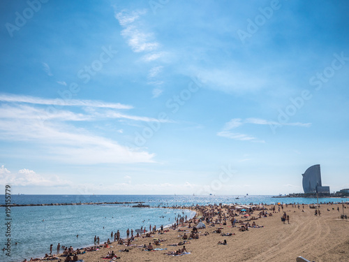 Sunny day in the Barceloneta beach