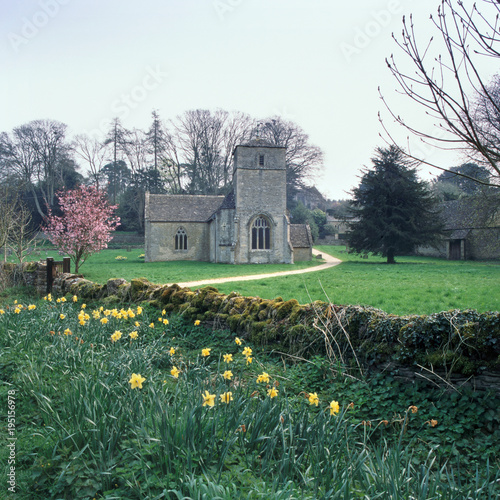 Eastleach Church in spring, The Cotswolds, Gloucestershire, UK photo